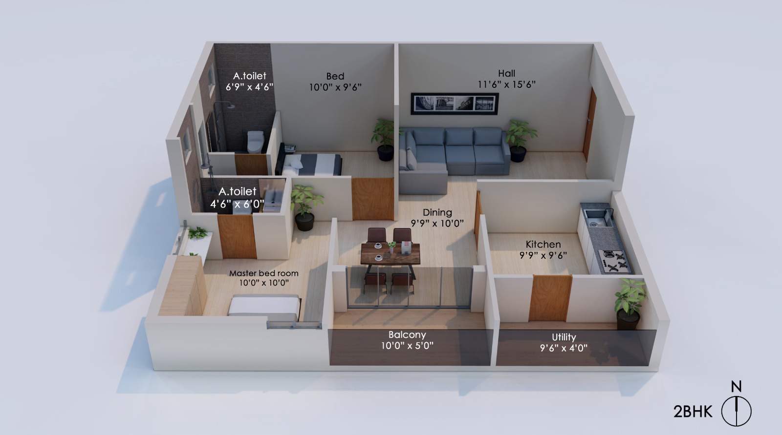 North Facing 2BHK