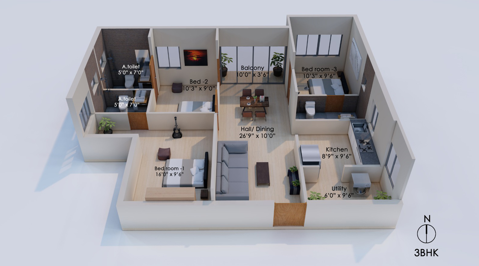 North Facing 3BHK