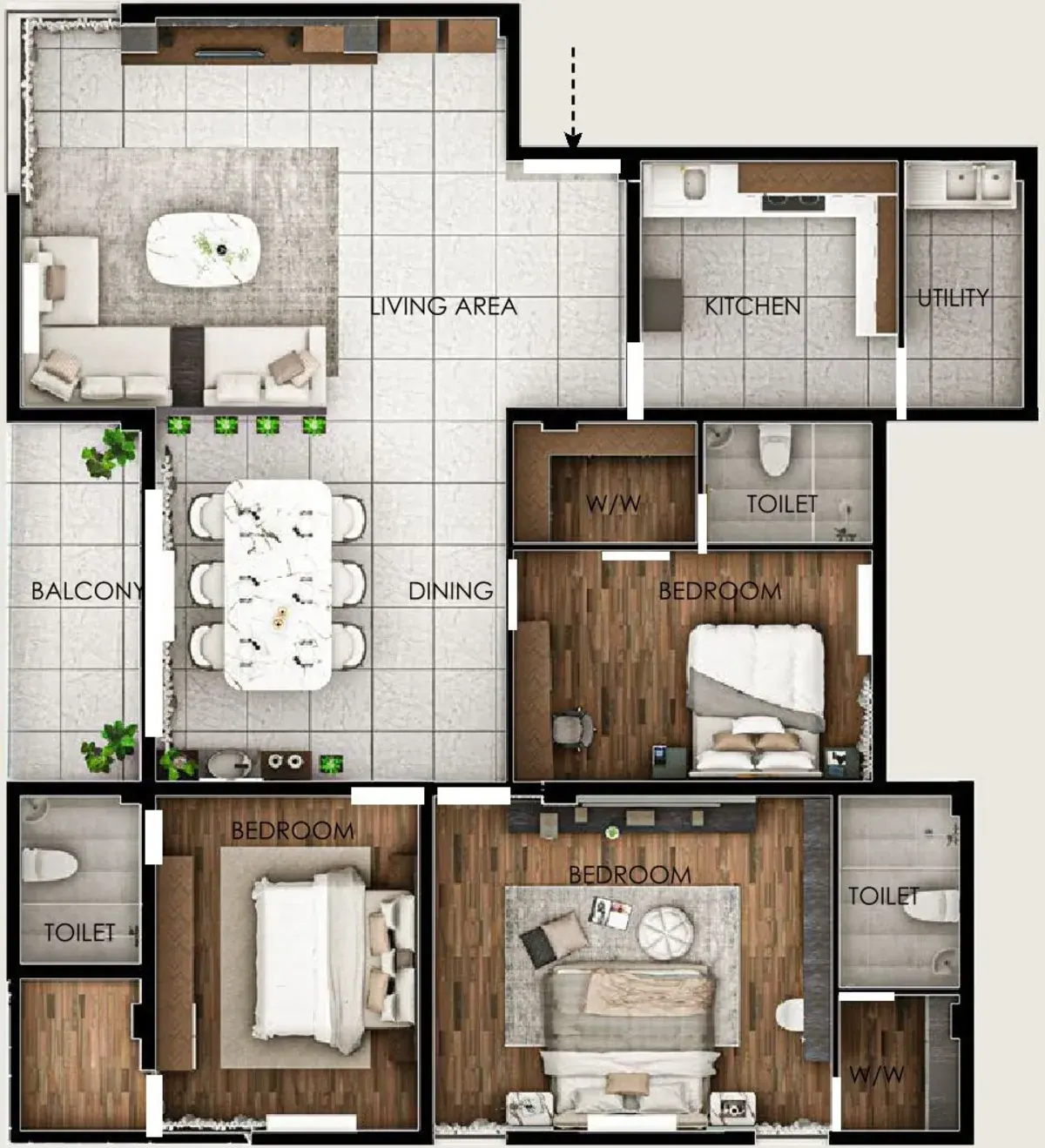 UNIT - 'A' (3 BHK) — Architectural Floor Plan — Soul Space Infrastructure Architectural Development