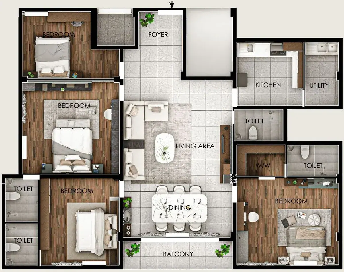 Unit 'B' (4 BHK) Floor Plan — Soul Space Infrastructure Architectural Development