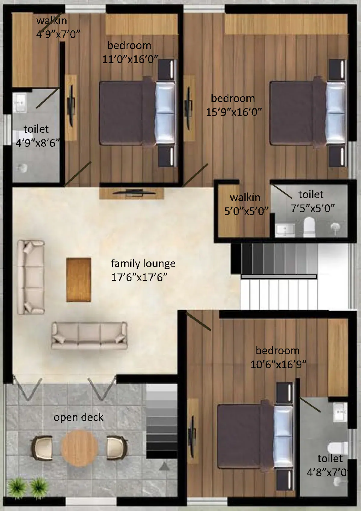 NORTH FACING VILLA — First Floor Plan — Soul Space Infrastructure Architectural Development