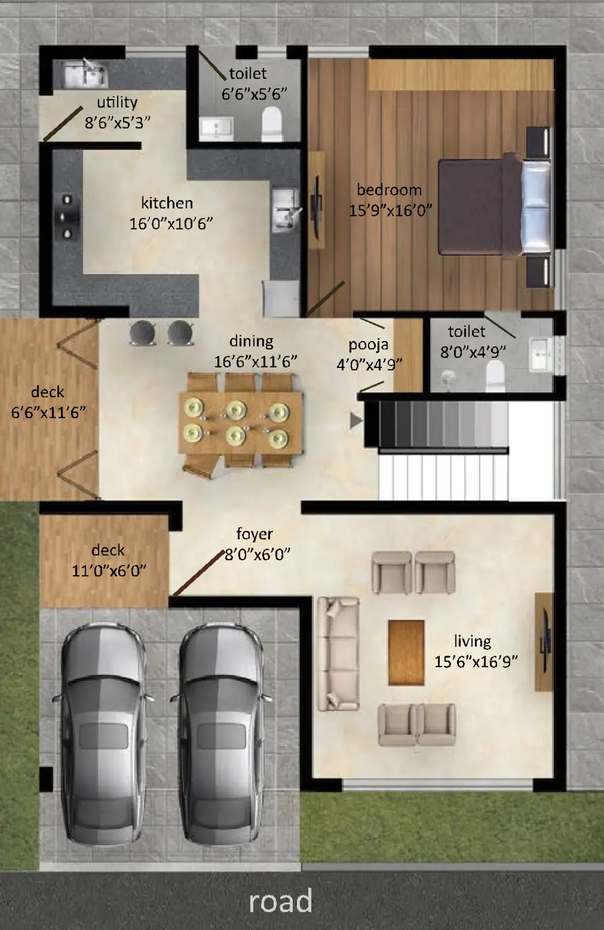 NORTH FACING VILLA — Ground Floor Plan — Soul Space Infrastructure Architectural Development