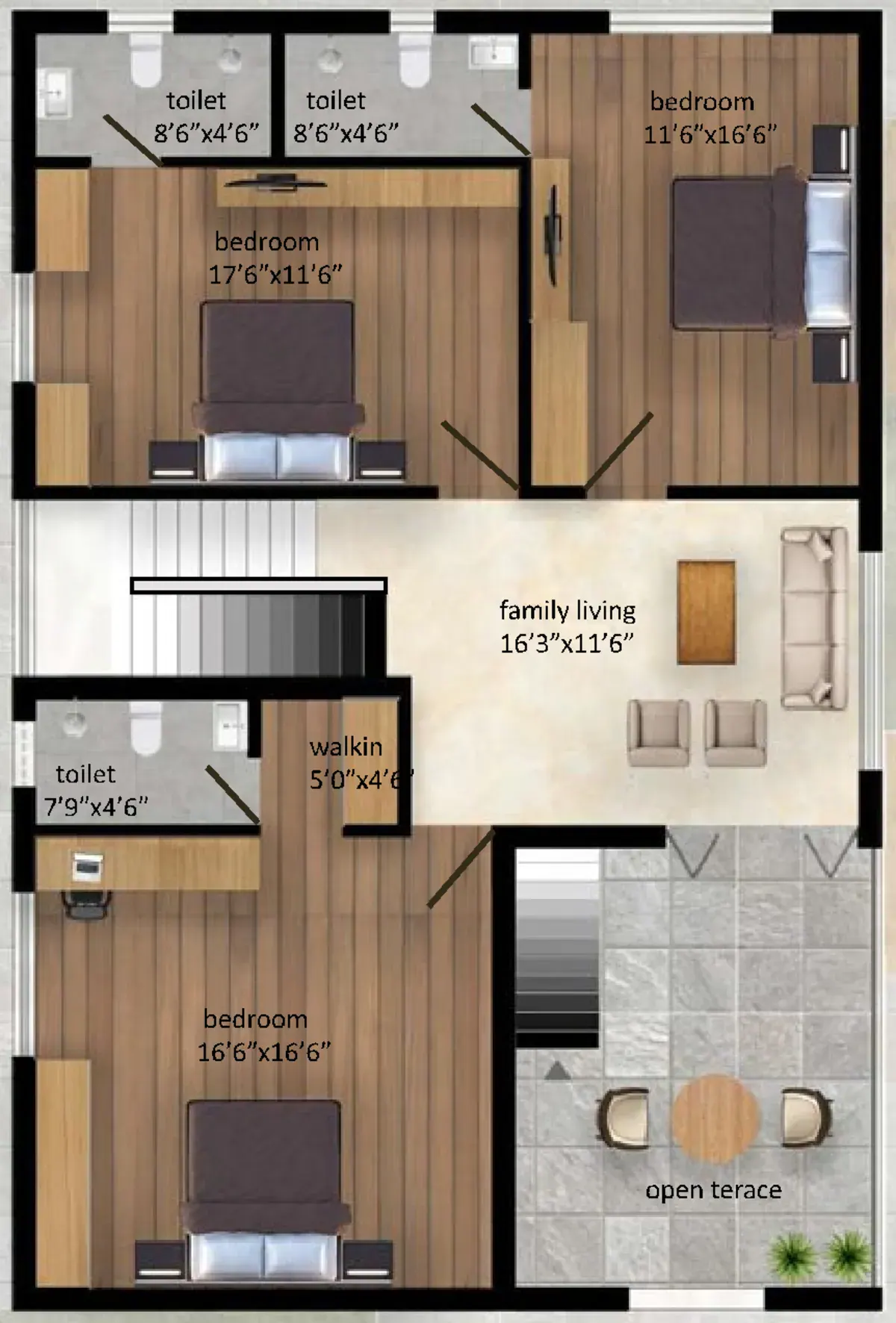 South Facing Villa — First Floor Plan — Soul Space Infrastructure Architectural Development
