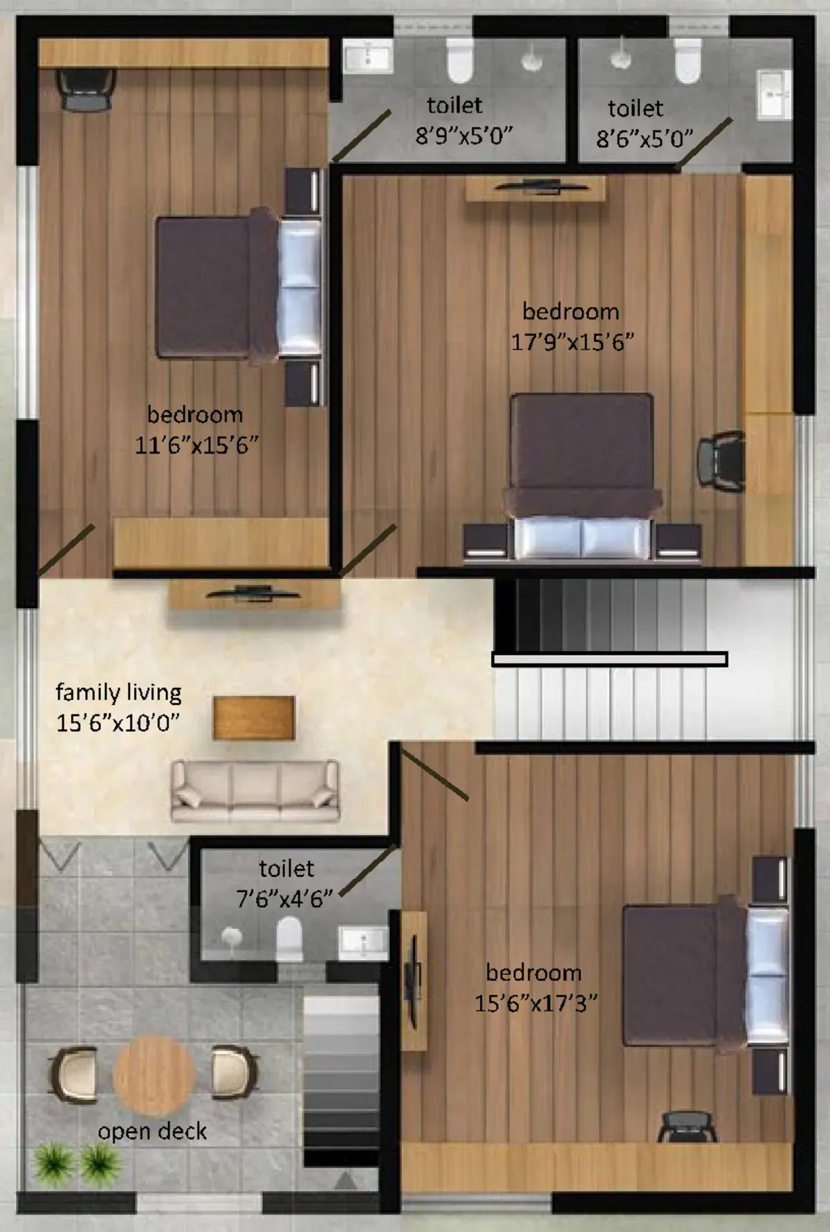 West Facing Villa — First Floor Plan — Soul Space Infrastructure Architectural Development