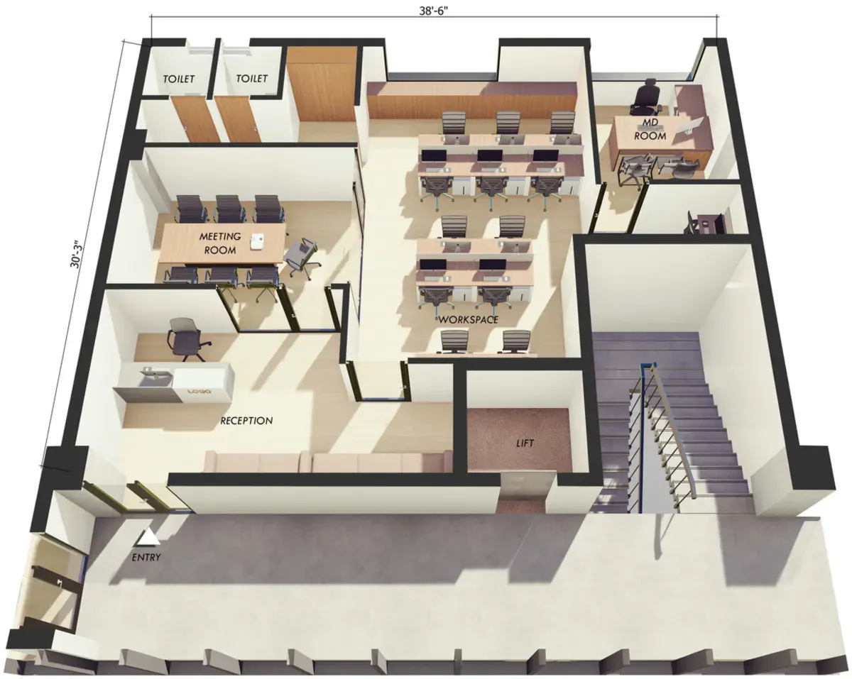 Unit II (Office 102) Floor Plan — Soul Space Infrastructure Architectural Development